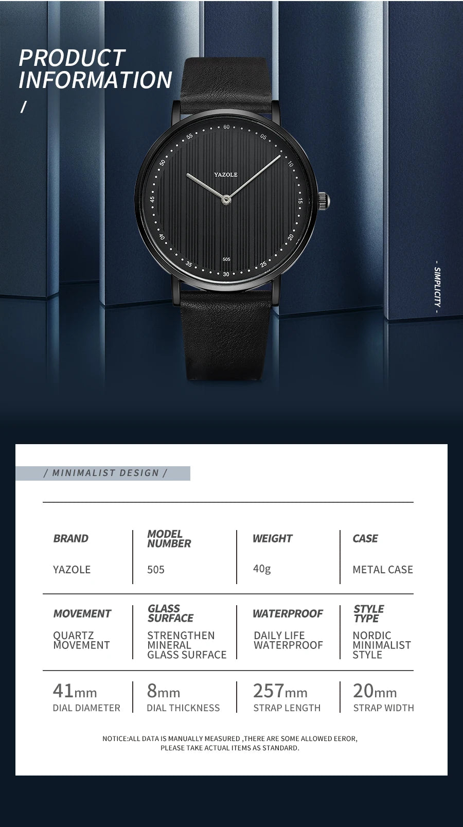 メンズ 腕時計 クォーツ | 極薄 7mm スリム設計 | ビジネス レザーバンド 40mm径 シンプル ミニマル文字盤 ブラック/ブラウン 高級感 カジュアル
