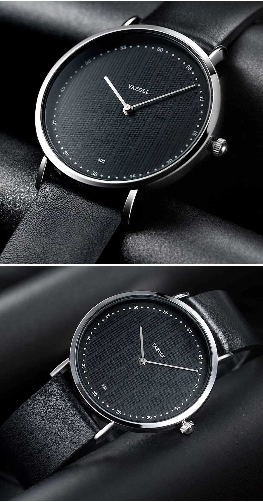 メンズ 腕時計 クォーツ | 極薄 7mm スリム設計 | ビジネス レザーバンド 40mm径 シンプル ミニマル文字盤 ブラック/ブラウン 高級感 カジュアル