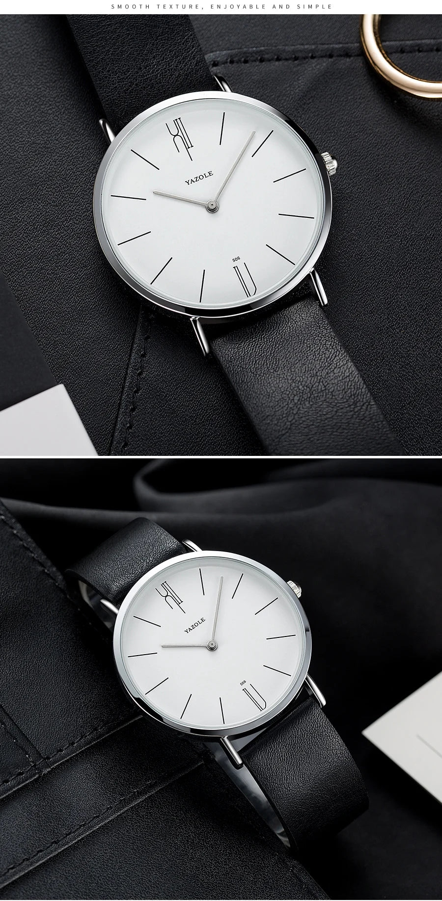 メンズ 腕時計 クォーツ | 極薄 7mm スリム設計 | ビジネス レザーバンド 40mm径 シンプル ミニマル文字盤 ブラック/ブラウン 高級感 カジュアル