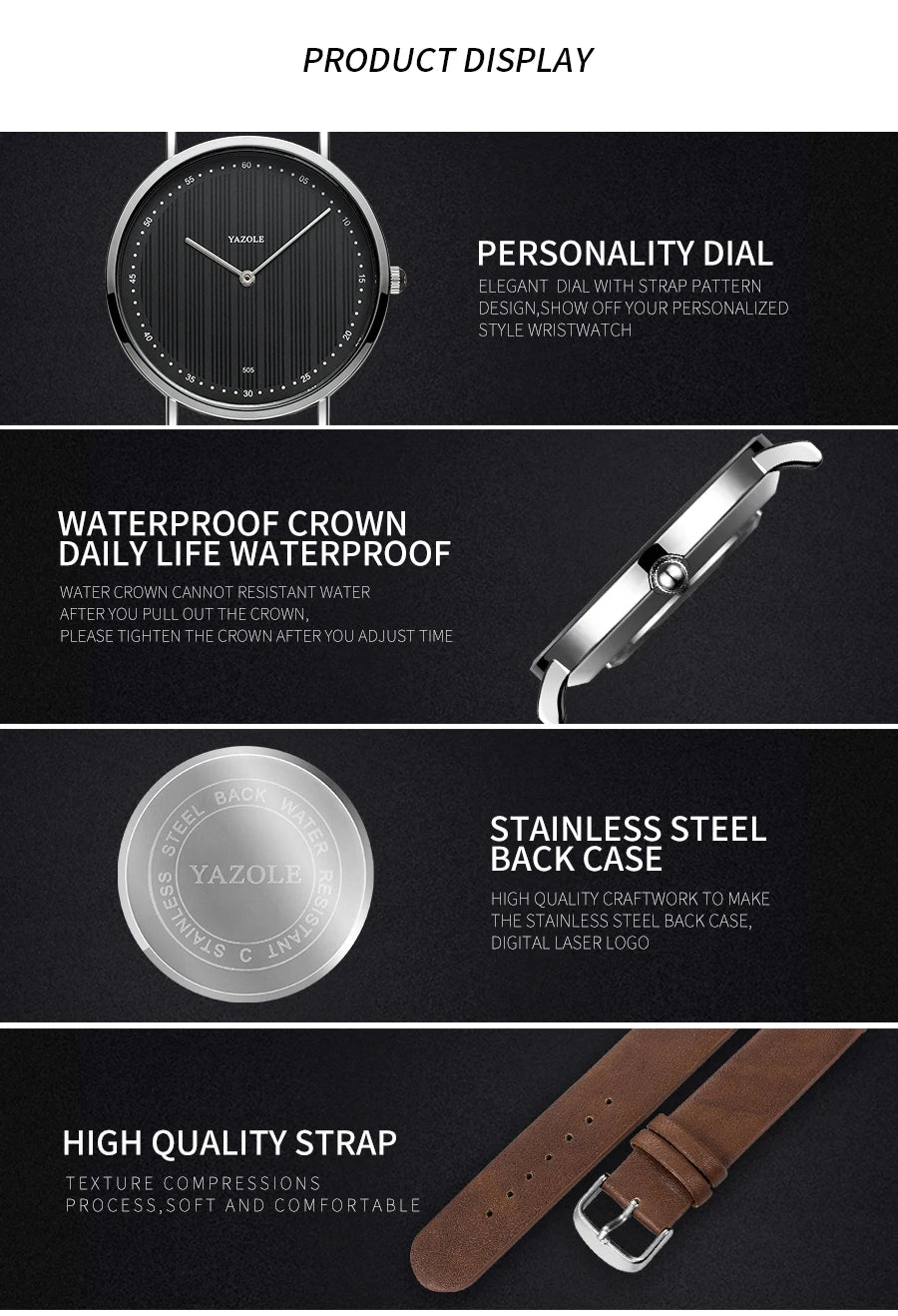 メンズ 腕時計 クォーツ | 極薄 7mm スリム設計 | ビジネス レザーバンド 40mm径 シンプル ミニマル文字盤 ブラック/ブラウン 高級感 カジュアル