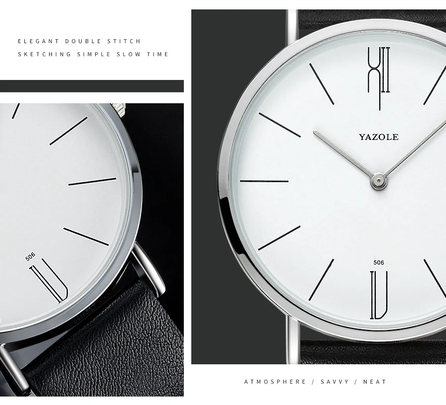 メンズ 腕時計 クォーツ | 極薄 7mm スリム設計 | ビジネス レザーバンド 40mm径 シンプル ミニマル文字盤 ブラック/ブラウン 高級感 カジュアル