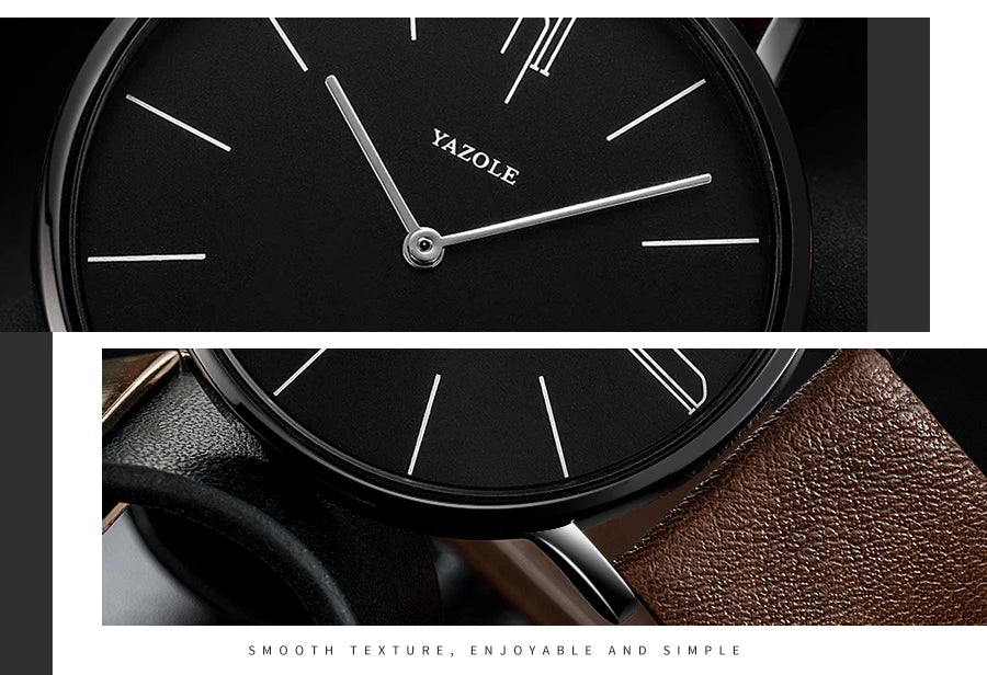 メンズ 腕時計 クォーツ | 極薄 7mm スリム設計 | ビジネス レザーバンド 40mm径 シンプル ミニマル文字盤 ブラック/ブラウン 高級感 カジュアル