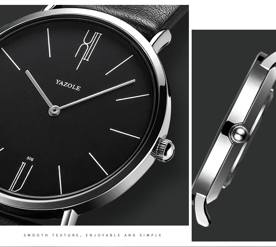 メンズ 腕時計 クォーツ | 極薄 7mm スリム設計 | ビジネス レザーバンド 40mm径 シンプル ミニマル文字盤 ブラック/ブラウン 高級感 カジュアル