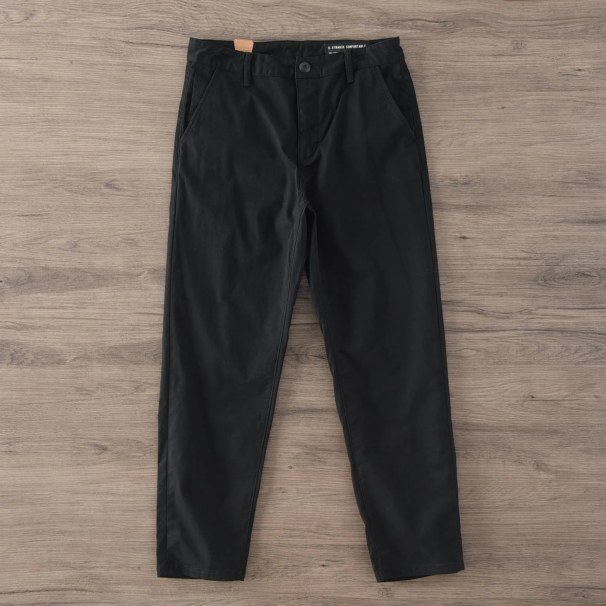 メンズ コットン チノパン | 形状安定・アイロン不要 | ストレートフィット 綿パンツ 丈夫な高密度生地 カジュアル ビジネス対応 ワークパンツ カーキ