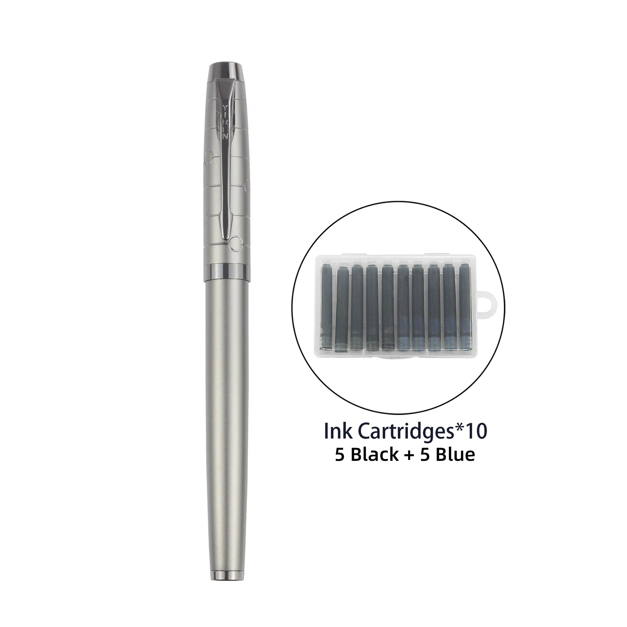 プロフェッショナル 万年筆 ガンメタル仕上げ | 0.38mm 極細字 (EF) | ステンレス製ペン先 & コンバーター付属 | 学生・ビジネス・ギフト向け 高耐久メタルボディ