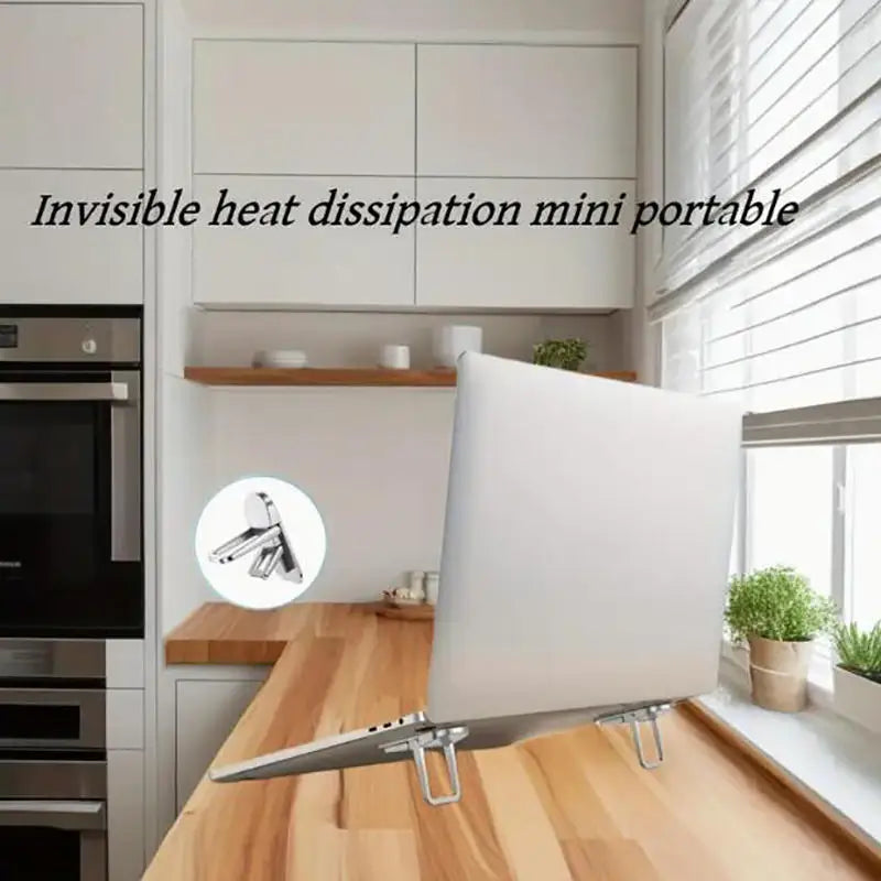 ノートパソコンスタンド 2個セット | 折りたたみ式 極小サイズ | 2段階 角度調整 貼り付けタイプ パソコンスタンド 放熱 冷却 軽量 PCスタンド タブレット対応