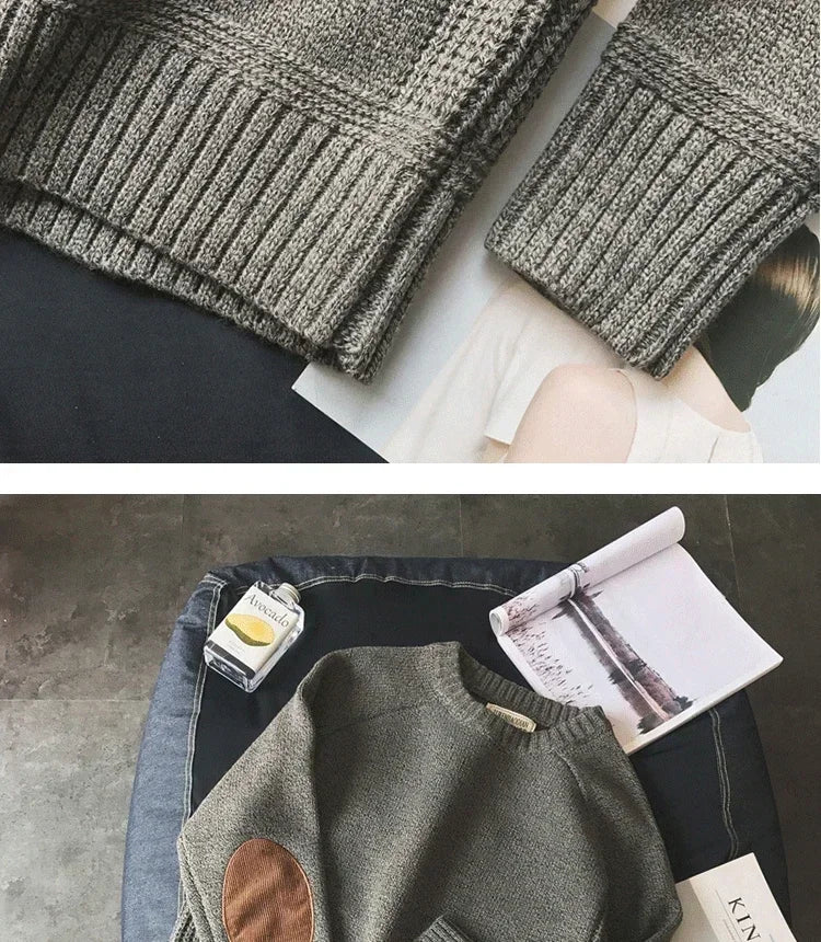 Men's Heavyweight Knit Pullover | Patchwork Design Sweater | 3-Season Fit, Crew Neck, Winter, Winter, Street Style, Plus Sizes Available 