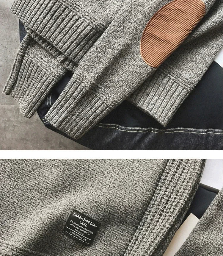Men's Heavyweight Knit Pullover | Patchwork Design Sweater | 3-Season Fit, Crew Neck, Winter, Winter, Street Style, Plus Sizes Available 