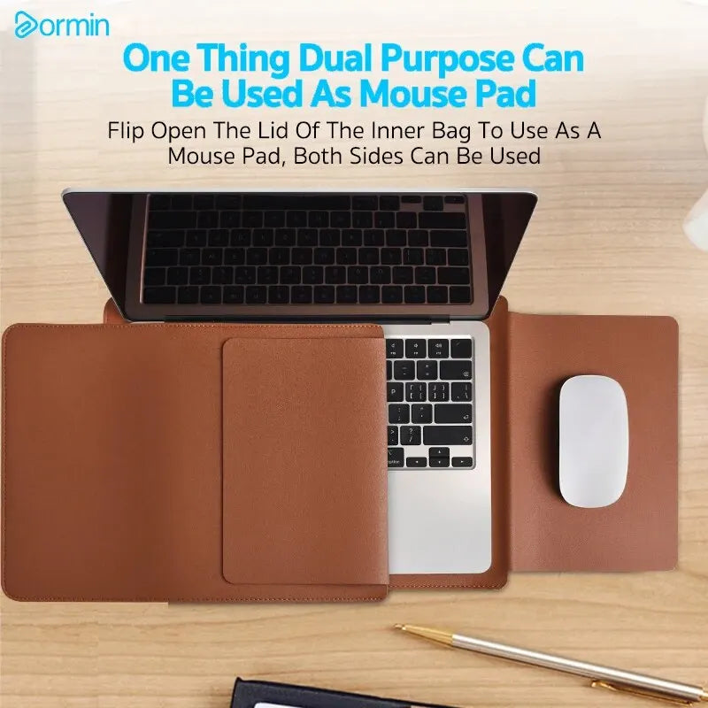 Dormin ノートパソコン ケース PUレザー | 13-16インチ対応 極薄 スリーブ | 裏起毛 保護 インナーバッグ マウスパッド兼用 ノンマグネット設計 全4色