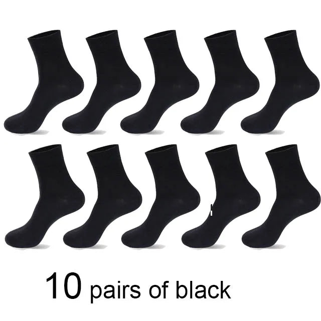Men's Crew Socks, 5-Pair Set | Mid-Length, Classic Design | Durable Polyester Material, Stretchy, All-Season, Commuting, School, Sports, and Casual Wear
