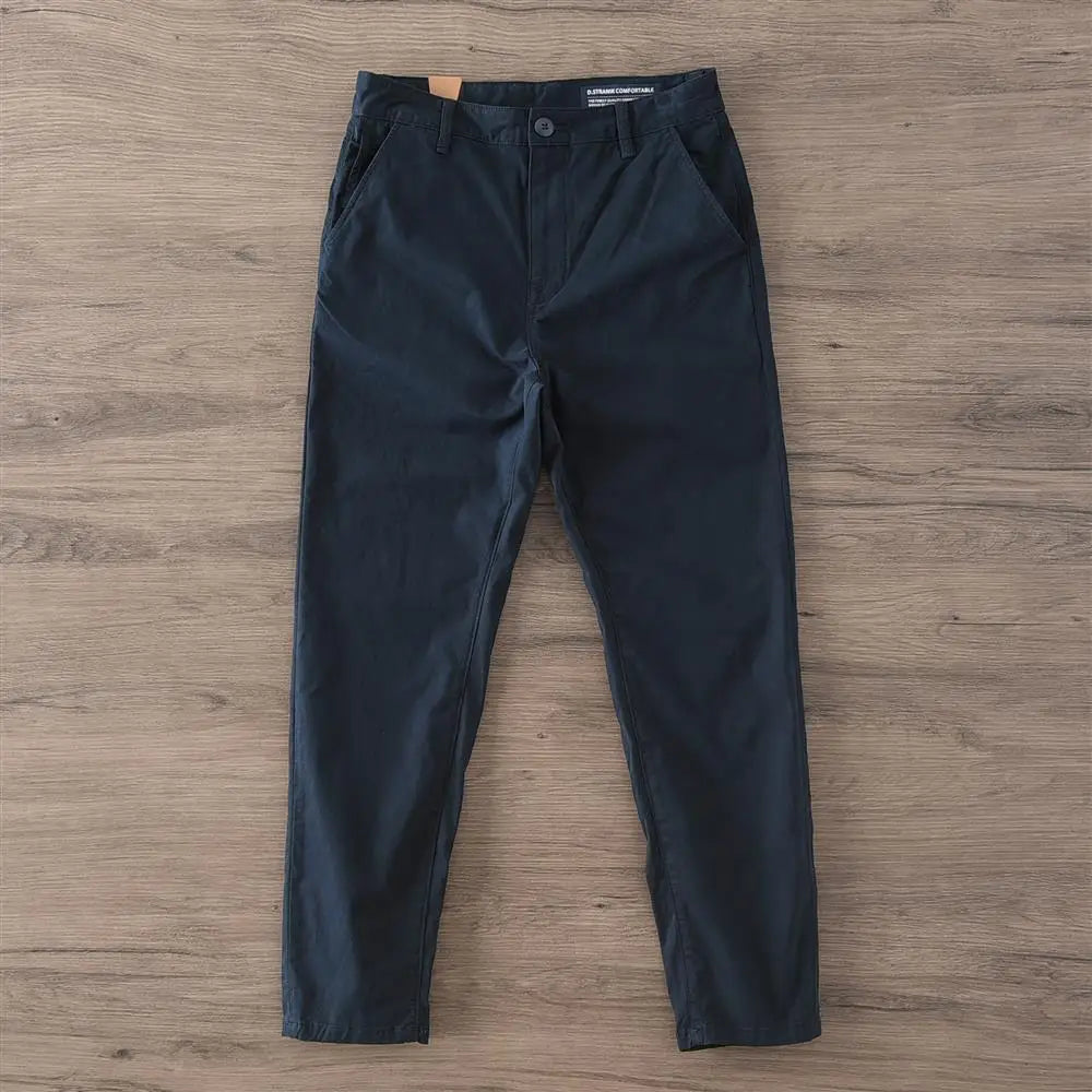 Men's Cotton Chinos | Shape-Retaining, No Ironing Required | Straight Fit Cotton Pants, Durable High-Density Fabric, Casual, Business, Work Pants, Khaki