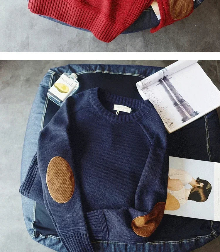 Men's Heavyweight Knit Pullover | Patchwork Design Sweater | 3-Season Fit, Crew Neck, Winter, Winter, Street Style, Plus Sizes Available 