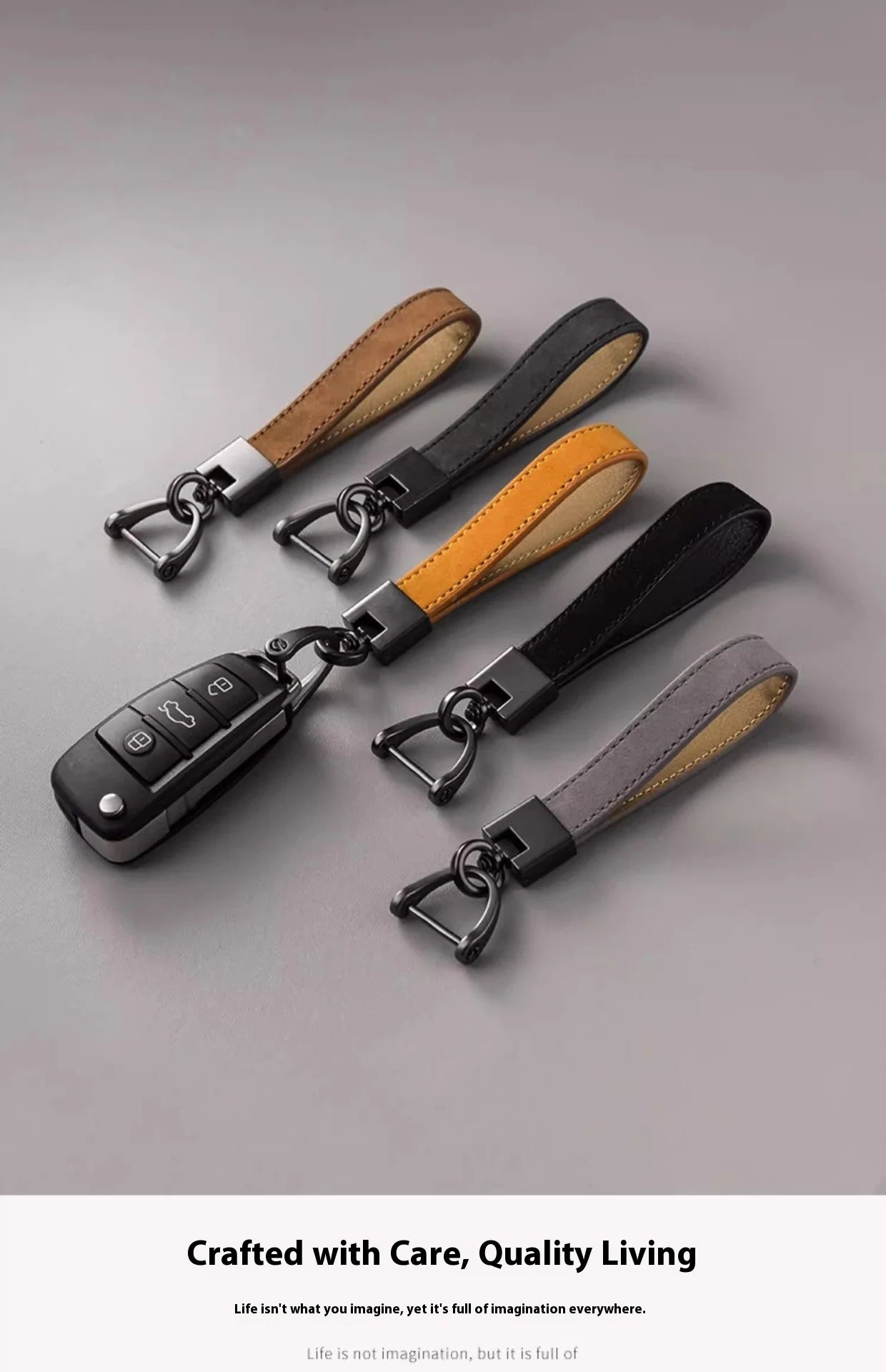 レザー キーホルダー | 編み込みデザイン 本革調 | メンズ レディース 兼用 車 スマートキー キーリング おしゃれ ビジネス ギフト 全4色（イエロー/グレー/コーヒー/ブラック）