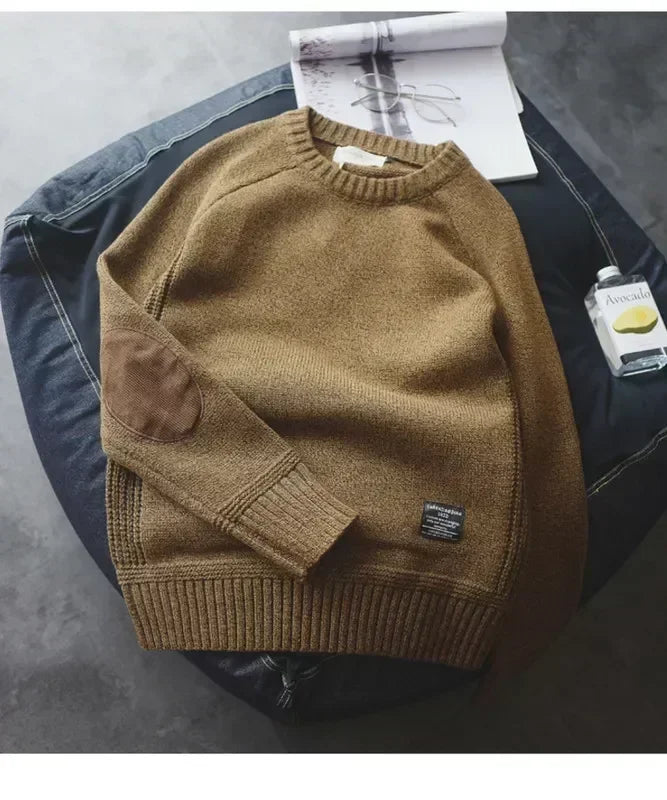 Men's Heavyweight Knit Pullover | Patchwork Design Sweater | 3-Season Fit, Crew Neck, Winter, Winter, Street Style, Plus Sizes Available 