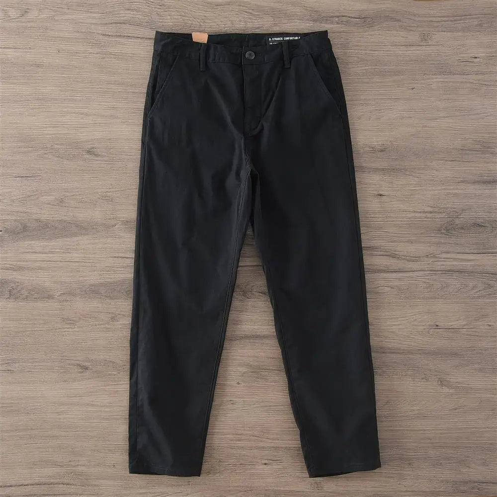 Men's Cotton Chinos | Shape-Retaining, No Ironing Required | Straight Fit Cotton Pants, Durable High-Density Fabric, Casual, Business, Work Pants, Khaki