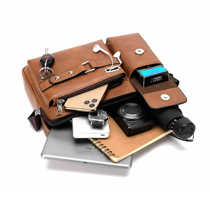 超軽量 メンズ ショルダーバッグ | フラップ型 メッセンジャーバッグ 防水 TPU素材 | 大容量 多機能ポケット カジュアル ビジネス 旅行 ブラウン/コーヒー/ブラック