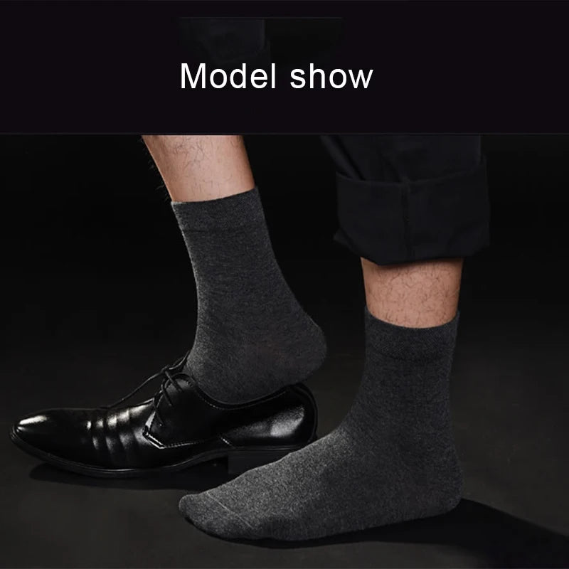 Men's Crew Socks, 5-Pair Set | Mid-Length, Classic Design | Durable Polyester Material, Stretchy, All-Season, Commuting, School, Sports, and Casual Wear