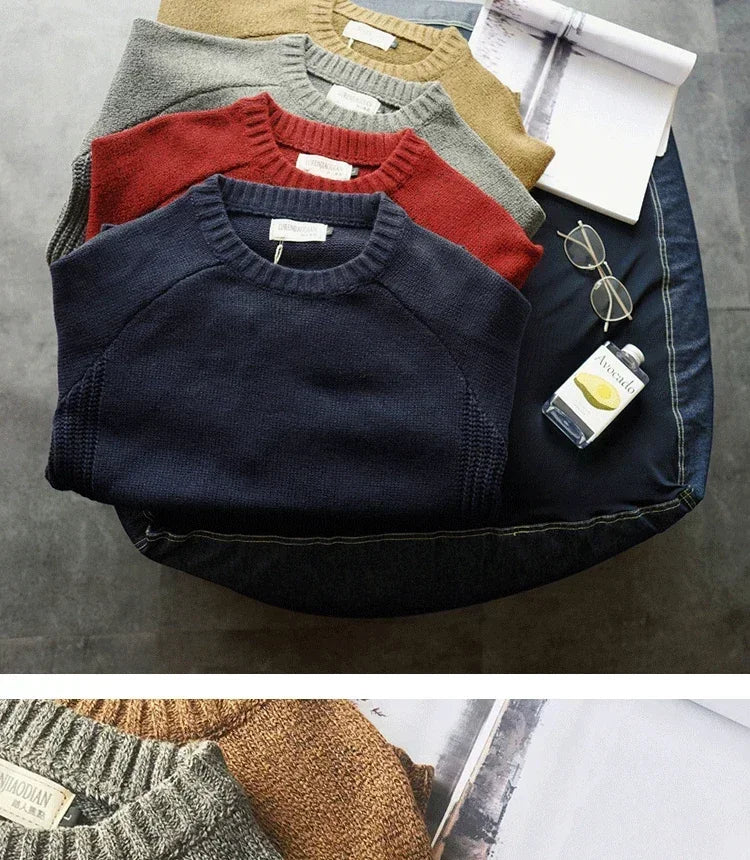 Men's Heavyweight Knit Pullover | Patchwork Design Sweater | 3-Season Fit, Crew Neck, Winter, Winter, Street Style, Plus Sizes Available 