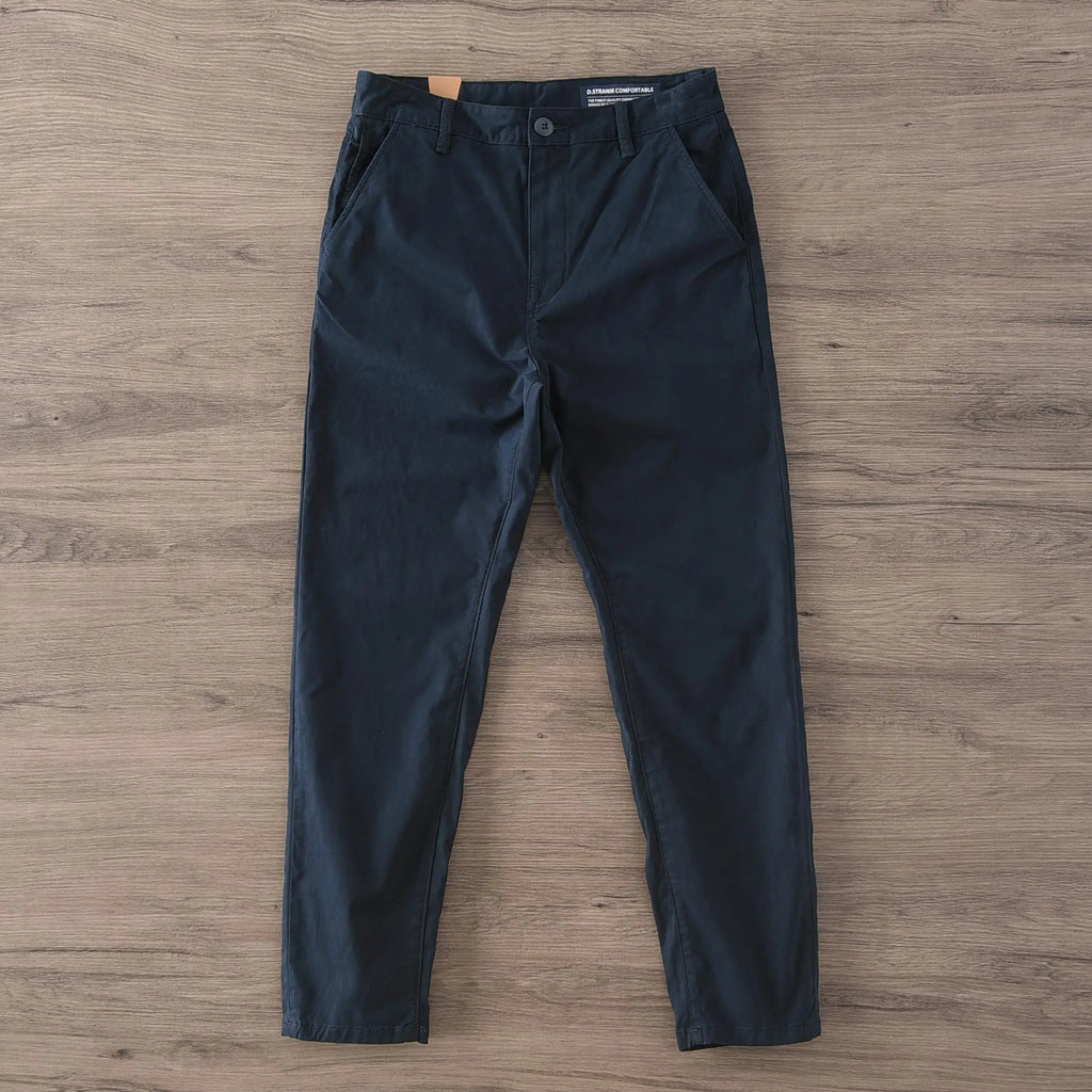 Men's Cotton Chinos | Shape-Retaining, No Ironing Required | Straight Fit Cotton Pants, Durable High-Density Fabric, Casual, Business, Work Pants, Khaki