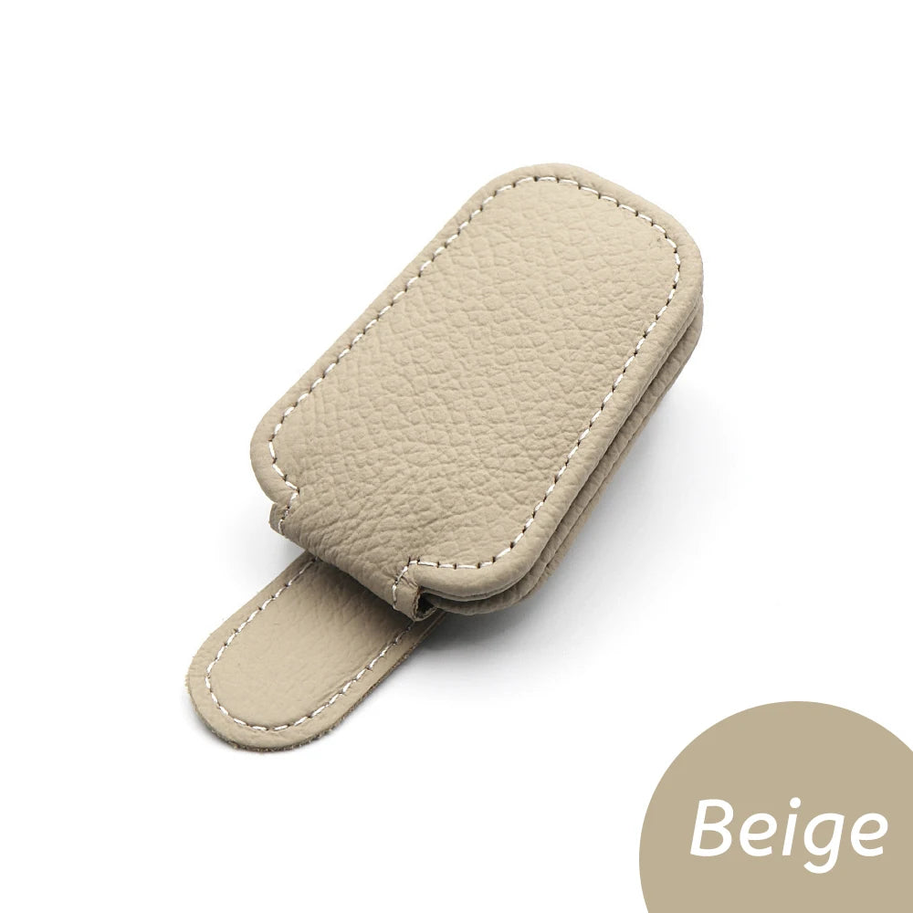 車用 サングラスホルダー 牛本革 | サンバイザー取付 メガネクリップ | 高耐久 レザー仕様 片手で簡単着脱 落下防止 コンパクト 車内収納 全車種対応