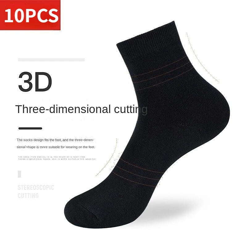 Men's Crew Socks, 5-Pair Set | Mid-Length, Classic Design | Durable Polyester Material, Stretchy, All-Season, Commuting, School, Sports, and Casual Wear