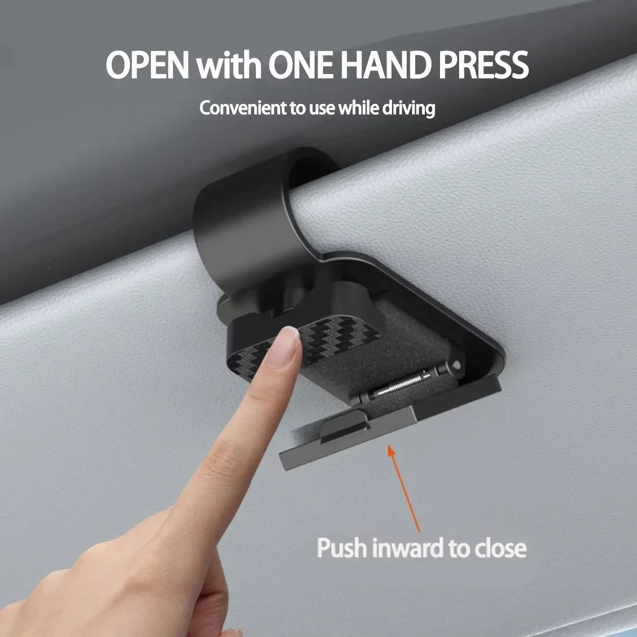 車用 サングラスクリップ サンバイザー取付 | メガネホルダー 車内収納 | カードホルダー付き 軽量 コンパクト 片手で簡単着脱 ホワイト/ブラック/ブラウン