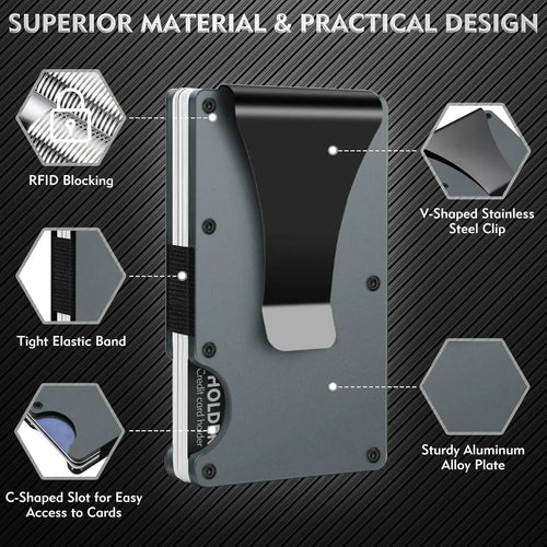 【ミニマリストの理想形】スマートウォレット スリム設計 RFIDブロック カードホルダー & 取り外し可能マネークリップ搭載