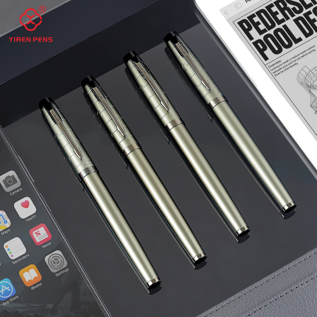 プロフェッショナル 万年筆 ガンメタル仕上げ | 0.38mm 極細字 (EF) | ステンレス製ペン先 & コンバーター付属 | 学生・ビジネス・ギフト向け 高耐久メタルボディ