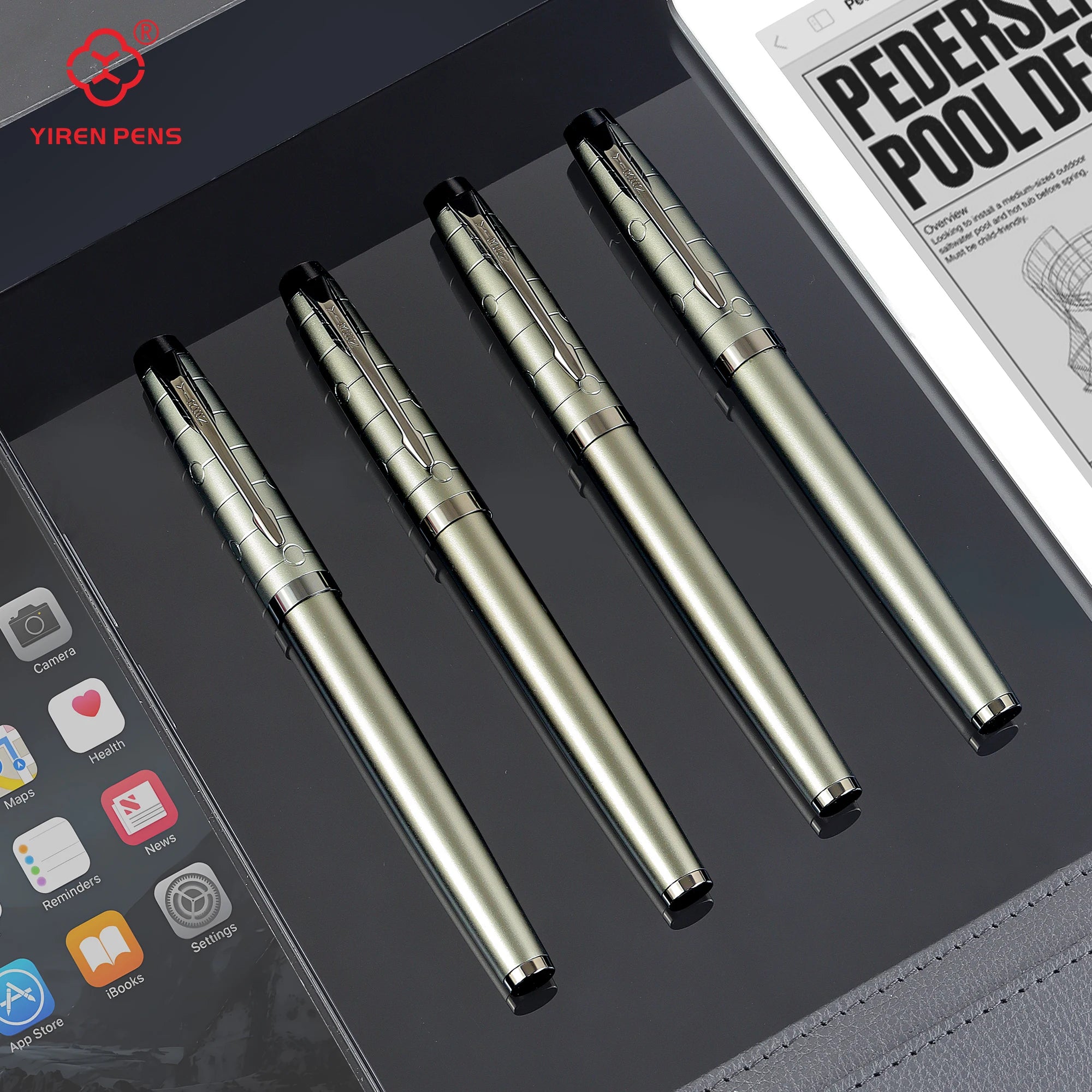 プロフェッショナル 万年筆 ガンメタル仕上げ | 0.38mm 極細字 (EF) | ステンレス製ペン先 & コンバーター付属 | 学生・ビジネス・ギフト向け 高耐久メタルボディ